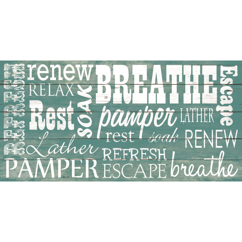 Bath Renew Refresh - Textual Art Print, 20 cm H x 30 cm W, Black Floater Framed