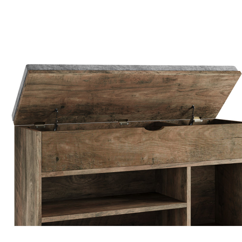 Shoe Bench With Cushion And Adjustable Shelf, Brown