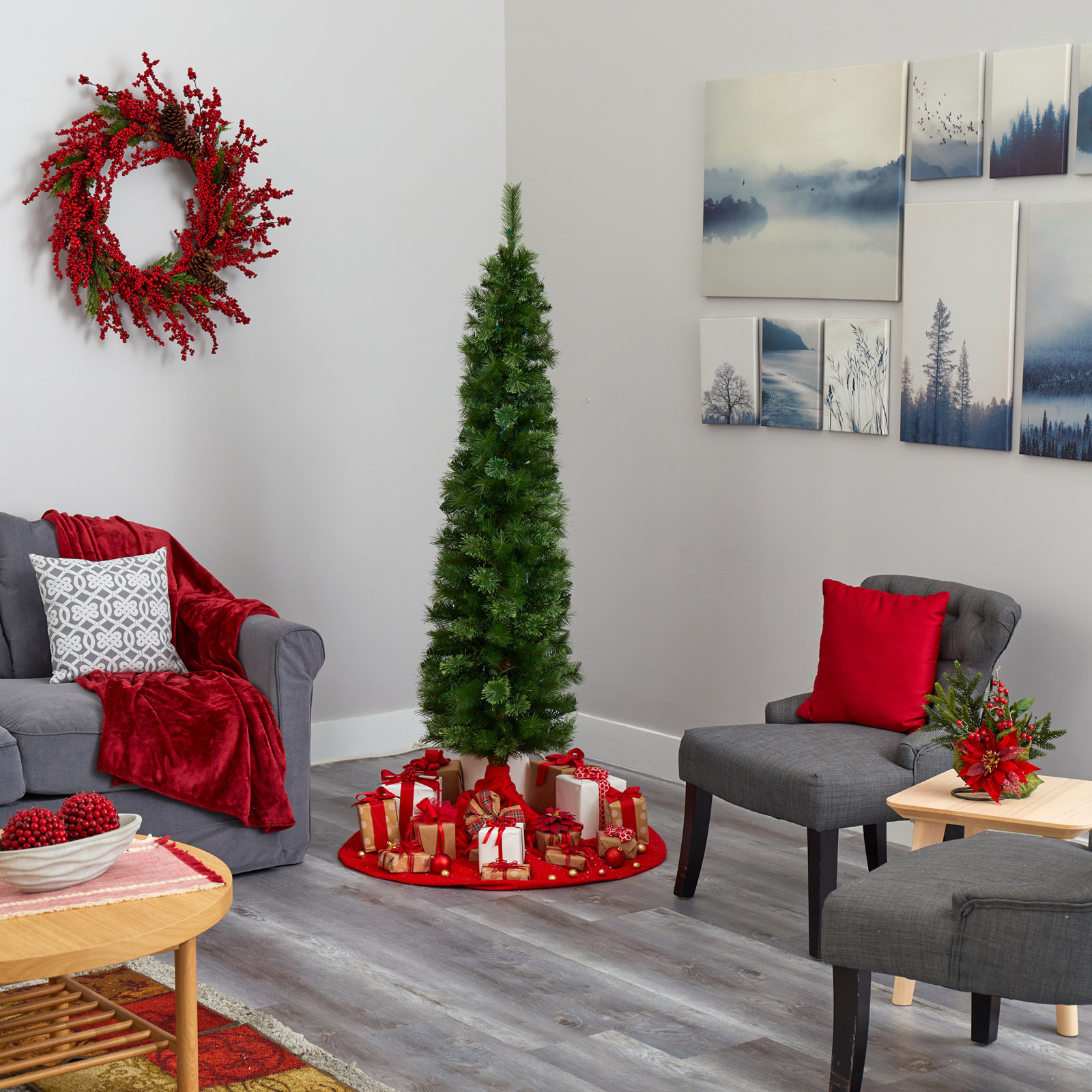 Lighted Artificial Christmas Tree, 6' H
