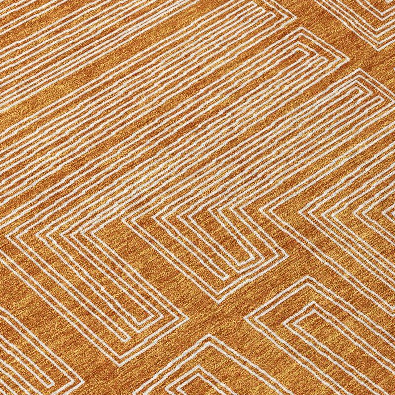 Paprika Geometric Flat Woven Synthetic 9' x 12' Rug