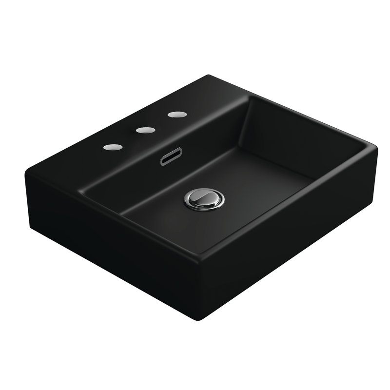 Quattro 19.5'' L Bathroom Sink, Three Hole, Matte Black