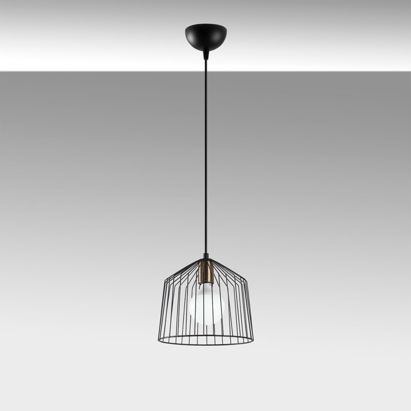 Luminaire suspendu en dome à 1 lumière, Noir
