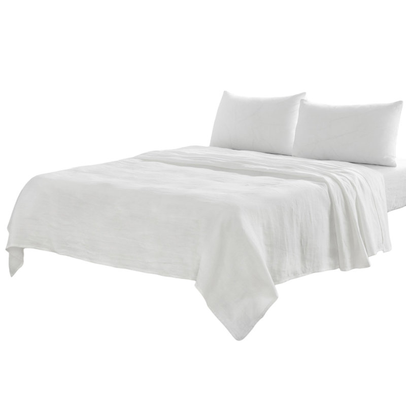 Four Piece Ivory Linen Sheet Set, King Sheet Set