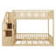 Lit superposé avec escalier de rangement et garde-corps, structure de lit superposé au sol en bois avec support de lattes robustes-258395538