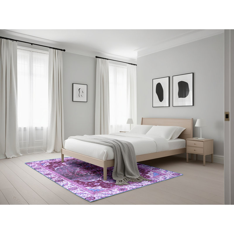 Tapis bleu / mauve, Rectangle 5 pi x 7 pi