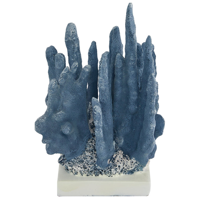 Julio Polystone Coastal Coral Figurine, Blue