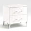 Table de chevet blanche à 2 tiroirs, style glam 1pc avec plateau stratifié en faux marbre et pieds en métal chromé