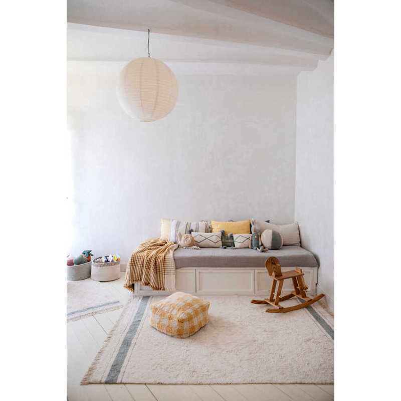 Vichy Square Pouf, Honey