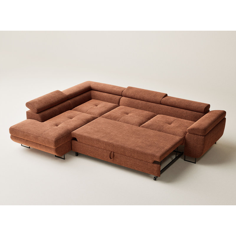 4 Seater Reclining Corner Sofa , Left Hand Facing, Copper Polyester/Chenille