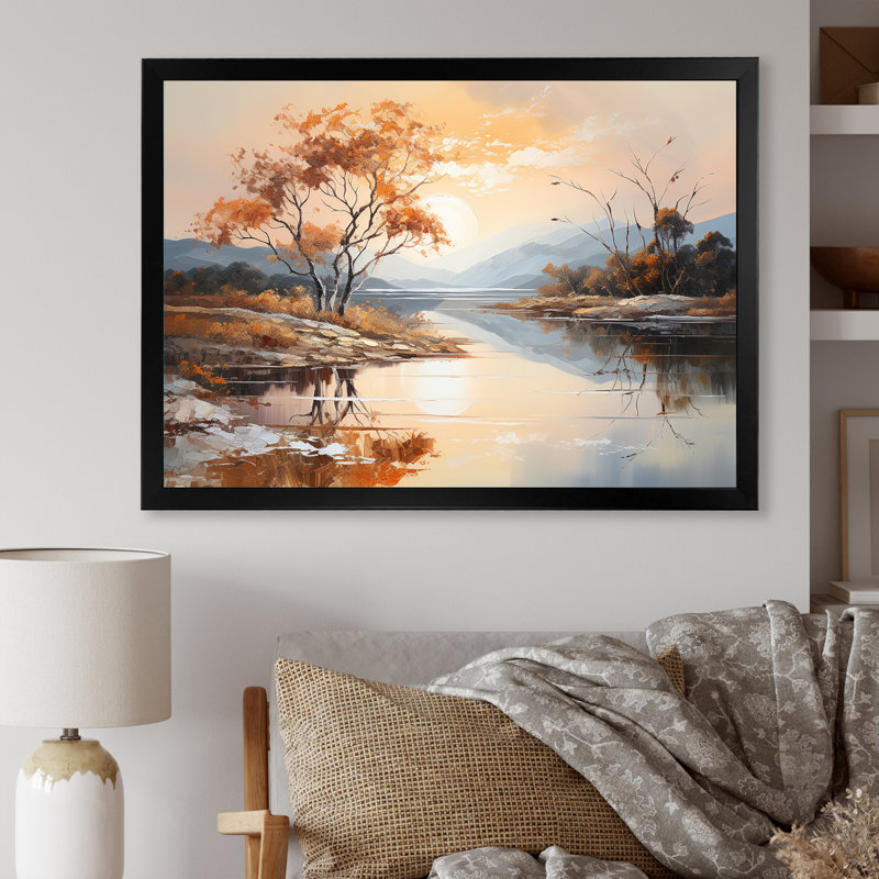 «Lakes Serenity Charm», impression sur toile, Cadre simple noir, H 34 po x l 44 po x P 1,5 po