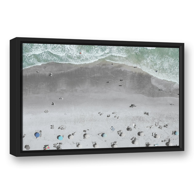 " Aerial Beach ", 25.75" H x 37.75" W, Black Framed