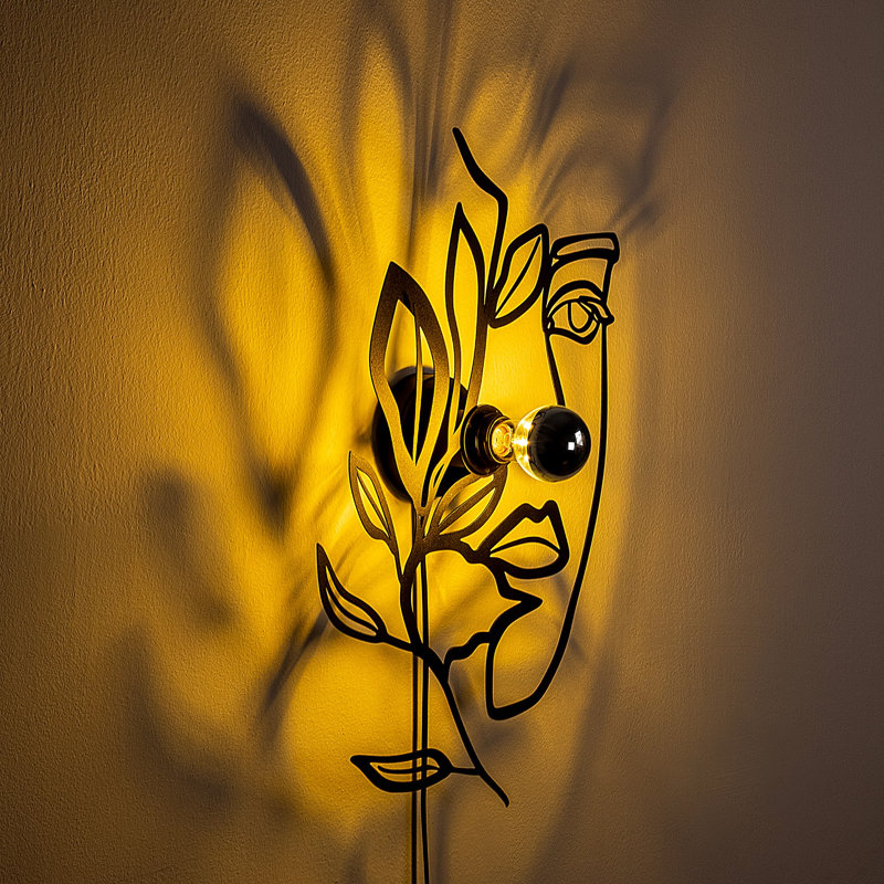 Elegant Black Metal Wall Lamp, 13.4 x 21.3 x 3.5 inches | 100% Metal, 40W | 6.6 ft Cable with On/Off Switch | Versatile and Stylish Lighting for Living Room, Bedroom, & Office, IP20 Rated