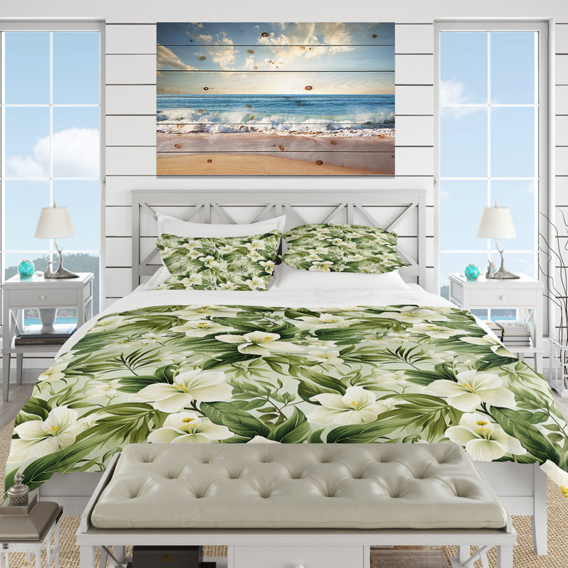 Minimalist Flora Tropical Pattern II - Ensemble de housse de couette tropical