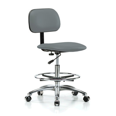 Fauteuil de laboratoire chromé avec dossier réglable et repose-pieds PERCH | Hauteur moyenne du banc: 20 à 27 po