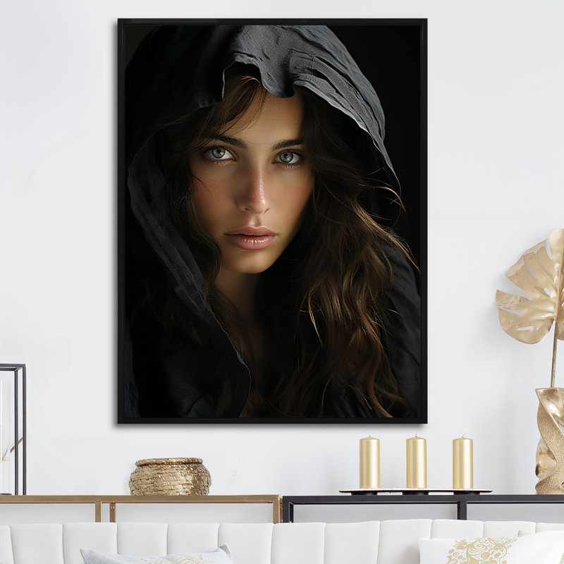 " Black Incantations Woman Elegance " Print, Gold Picture Framed, 32" H x 16" W