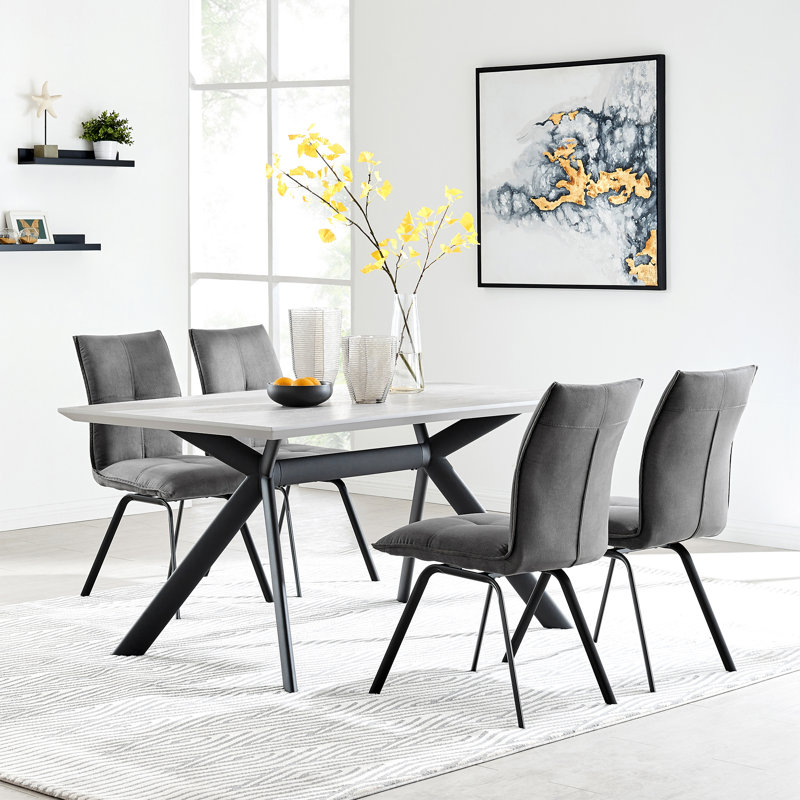 Ensemble repas 6 personnes Roosa, Gris clair, gris, 5 pièces