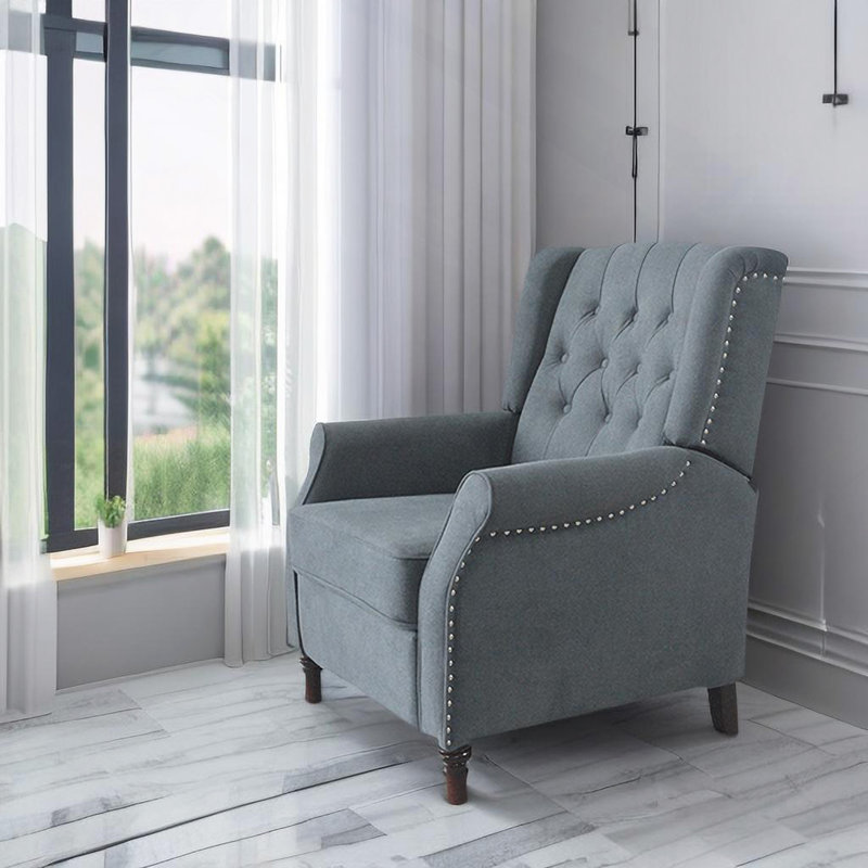 Fauteuil inclinable inclinable avec dossier réglable, Lin gris foncé
