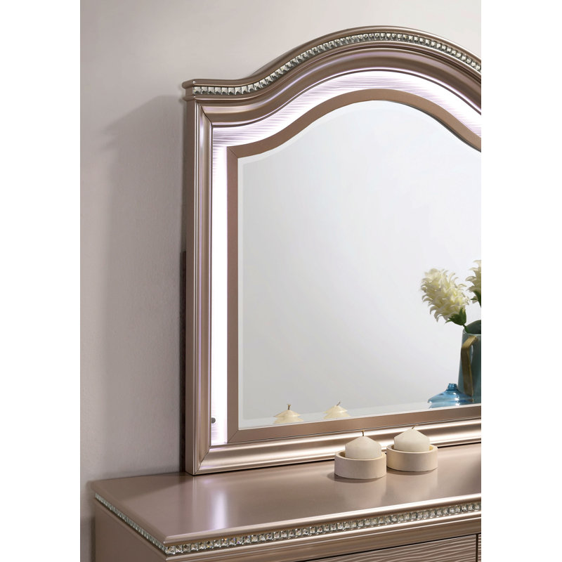 Commode double 6 tiroirs avec miroir Sienna, Rose Gold