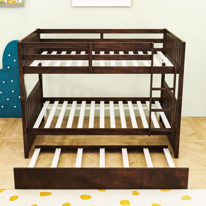 Lit superposé en bois double avec lit gigogne simple Rustic