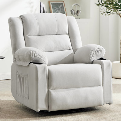 360° Swivel Rocking Recliner Chair for Nursery Bedroom with Massage and Heating