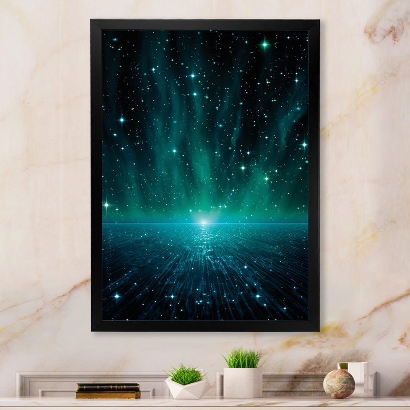 Black Interstellar Gaz - Space Planet Wall Art, Black Single Picture Framed, 20" H x 12" W x 1" D