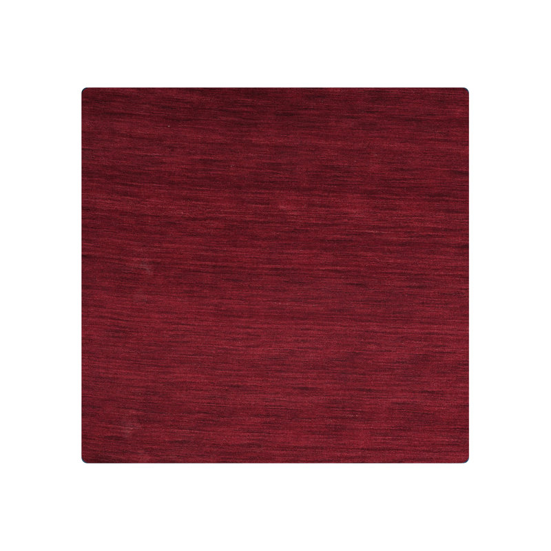Manns Hand Knotted Loom Wool Eco-Friendly Area Rugs - Square, Dark Red Color, Plain Solid Design, High Pile Thick Handmade Anti Skid Area Rugs for Living Room, Bed Room