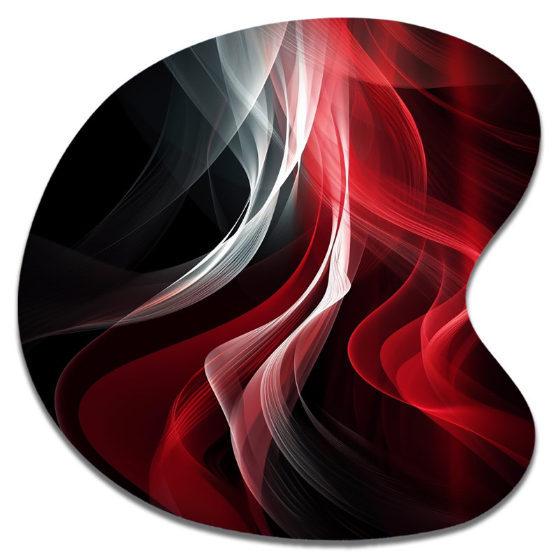 Décoration murale abstraite rouge et noire abstraite VI - Vagues modernes abstraites en forme de goutte, H 27 po x l 27 po