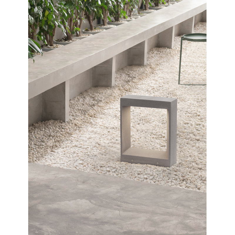 Grey Integrated LED Concrete Bollard Light, 35cm H x 28cm W x 10cm D