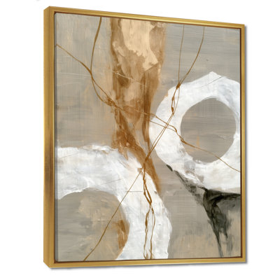 Gold White Abstract Modern Shapes - Abstract Shapes Wall Decor, Gold Modern Framed Wall Art