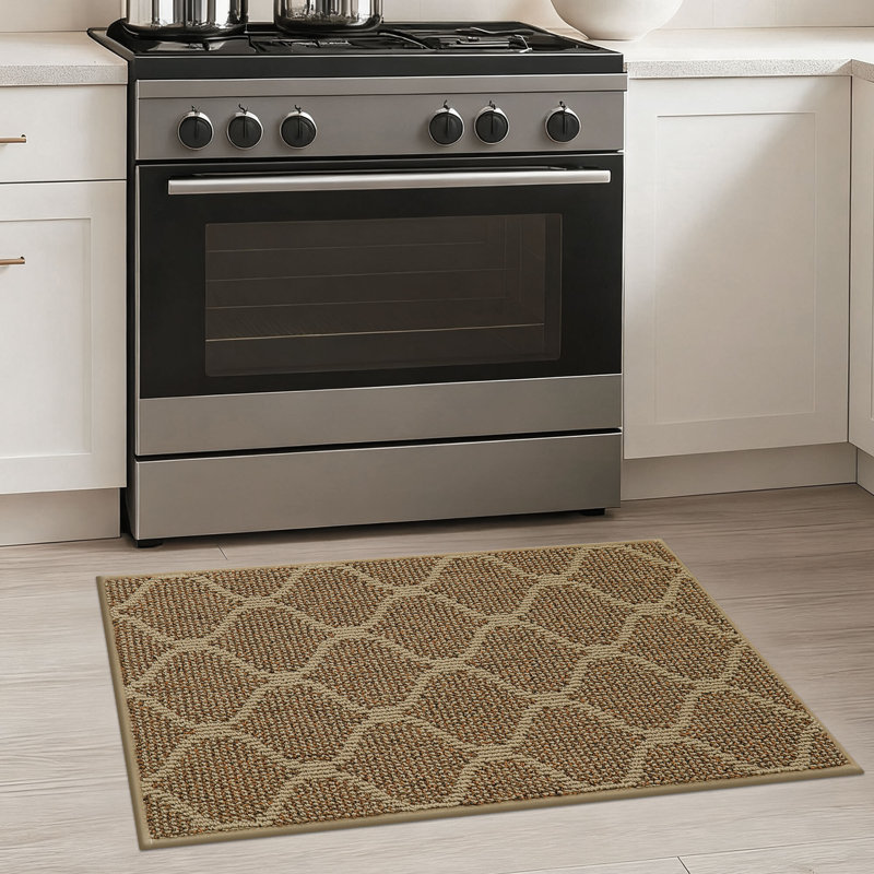 Tapis de couloir de cuisine antidérapant lavable - Tapis d'évier en polypropylène absorbant, Rectangle 20" x 32", Beige