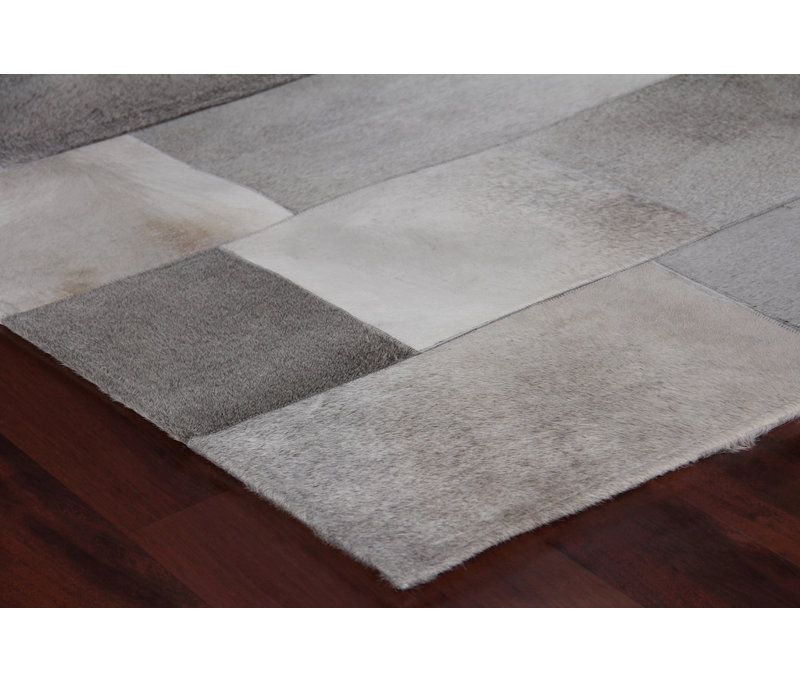 Natural Hide Cowhide Geometric Area Rug, Rectangle 5' x 8'
