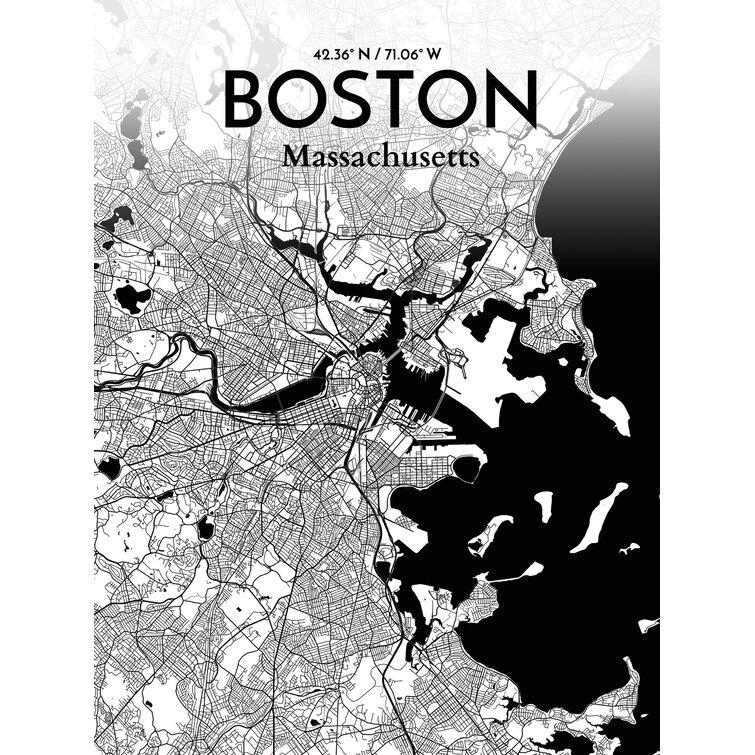 Wrought Studio Boston City Map On Paper Print Wayfair