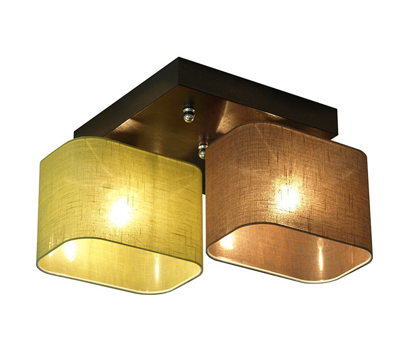 Gonzalez Semi Flush Mount, White, Brown/Green transparent