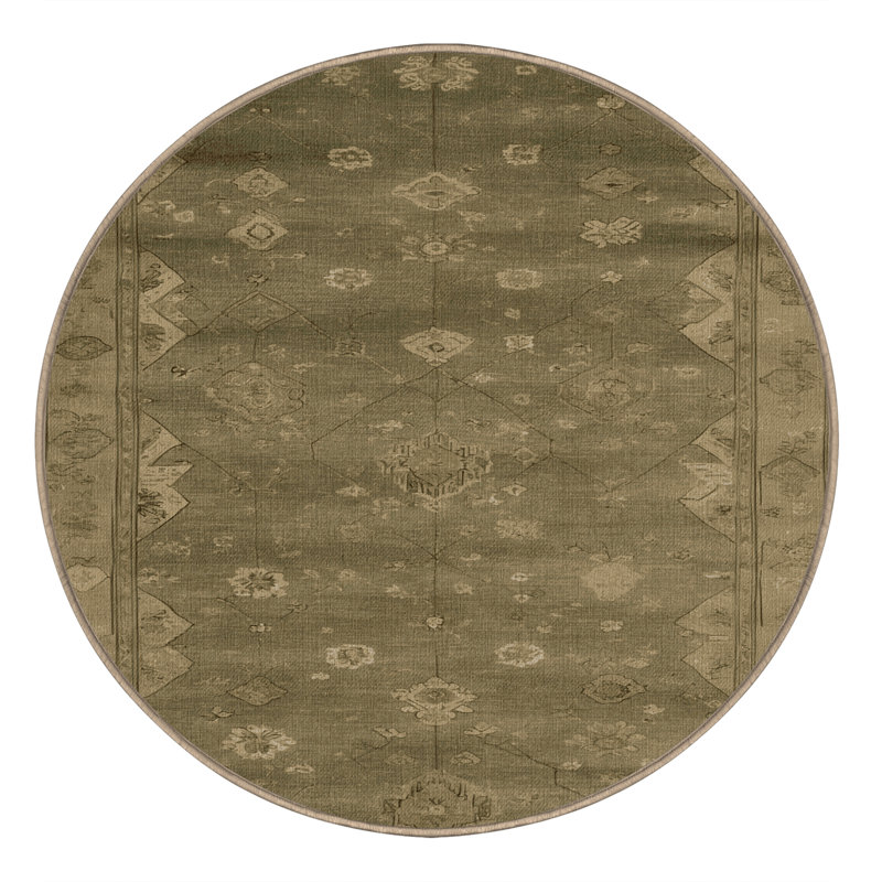 Tapis brun lavable à la machine, Rond 7 pi