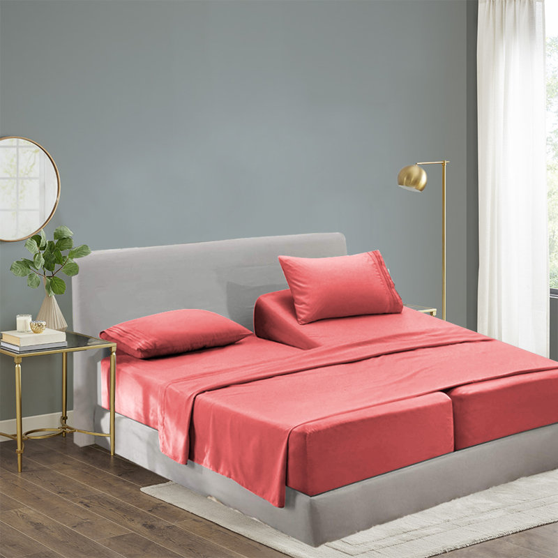1800 Thread Count Rayon from Bamboo Sheet Set, Coral, California King