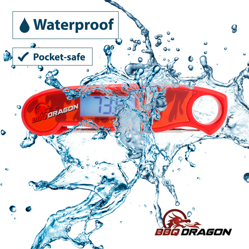 BBQ Dragon Red Instant-Read Waterproof Digital Meat Thermometer