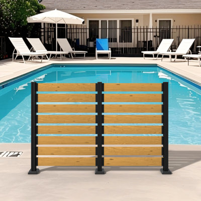 78’’W Outdoor Privacy Screen Fence Panel, Wood Air Conditioner Fence for Hard Ground & Soft Ground, 2 Panel Set, 4 Sides Connection by Veikous