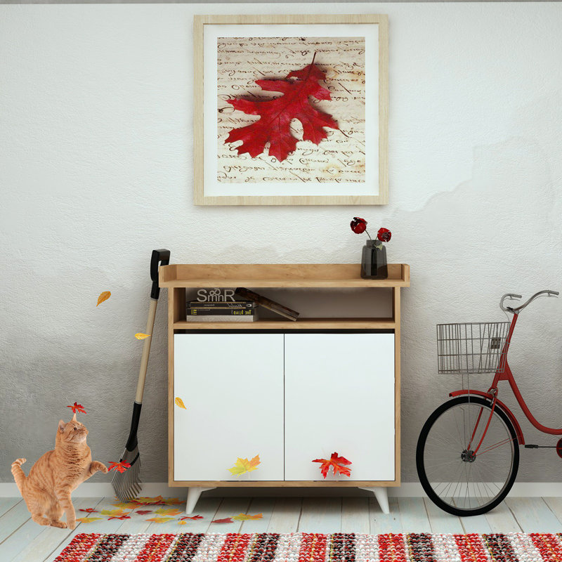 8 Pair Shoe Storage Cabinet, Oak/White