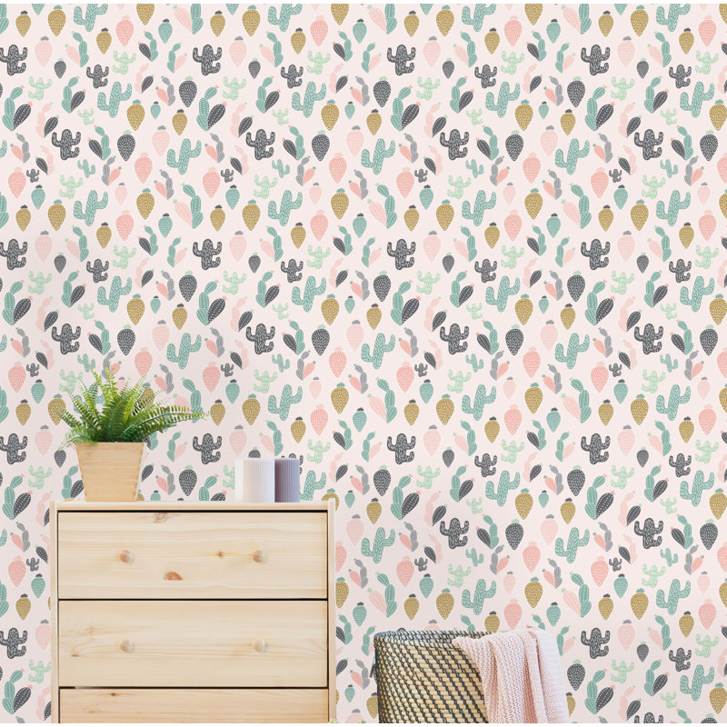 Rouleau de papier peint adhésif cactus, L 16,67 po x l 25 po