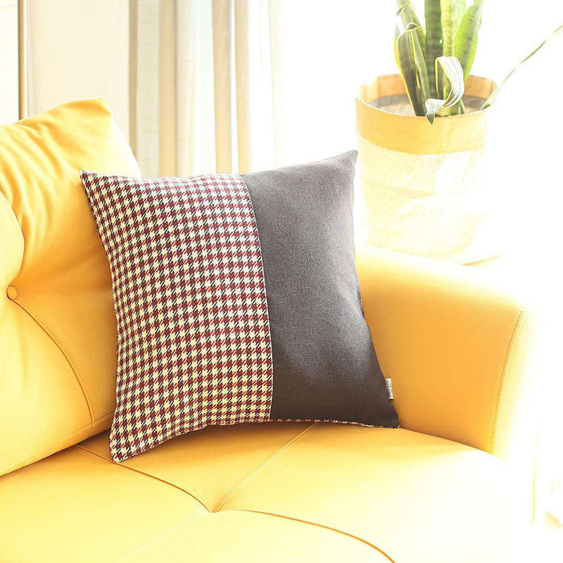 Coussin Houndstooth, Polyester, Noir