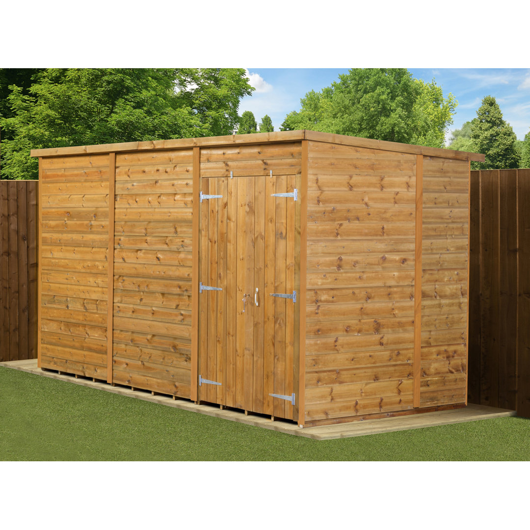Modular Pent Garden Shed  12X6 No Windows  Double Door