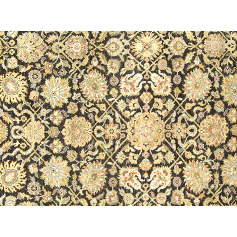 High-Quality Hand-Knotted Black And Gold Area Rug