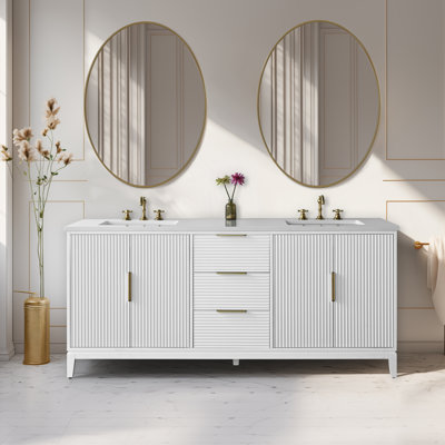 Ensemble de meuble-lavabo double 72 po avec plateau en pierre reconstituée Lissandra