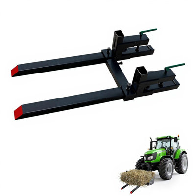Fourche à pince sur palette pour seau de tracteur, attache robuste de 2000 lb, barre stabilisatrice réglable, ferme et jardin