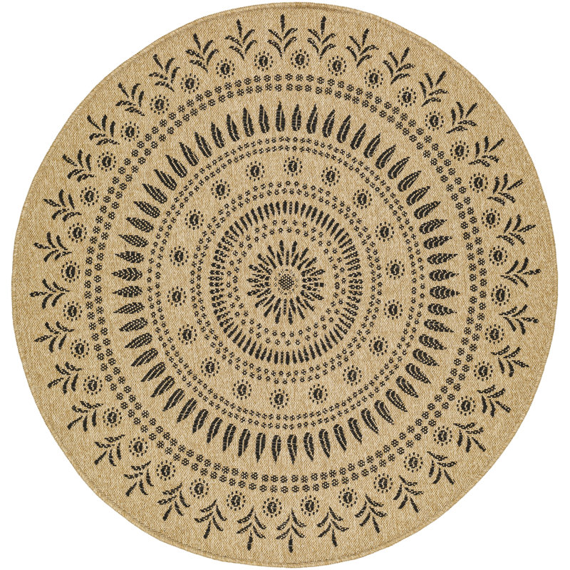 Tapis d'intérieur / extérieur en polypropylène tissé à la machine Finni, Rond 5 pi 3 po
