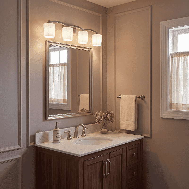 Cacia 4-Light Vanity Light in Matte Black, Matte Black, 8" H x 33" W x 33" D, 4 Lights