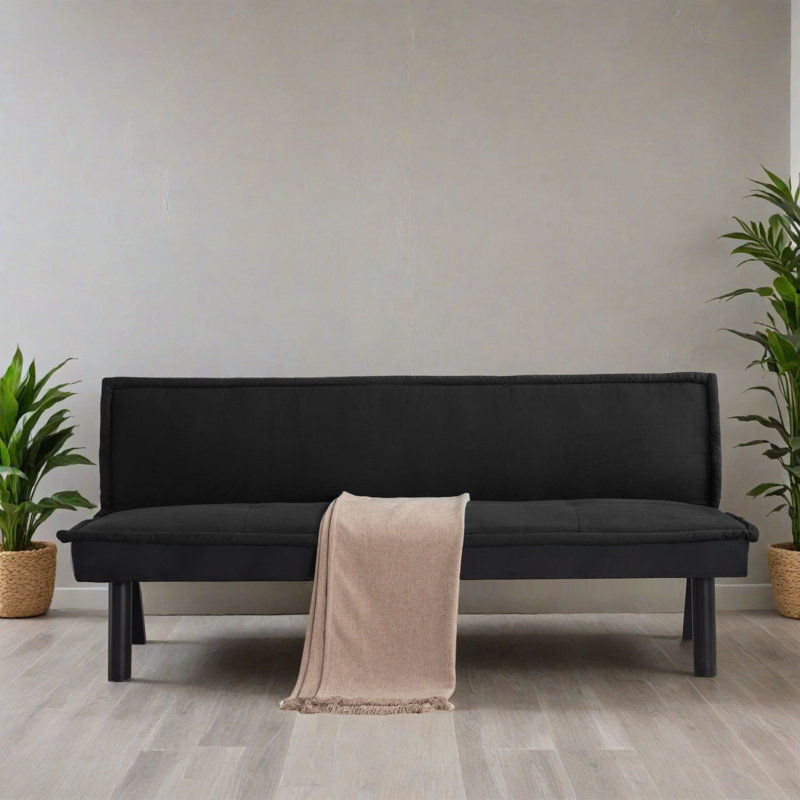 Canapé-lit inclinable convertible large de 64,62 po, Noir