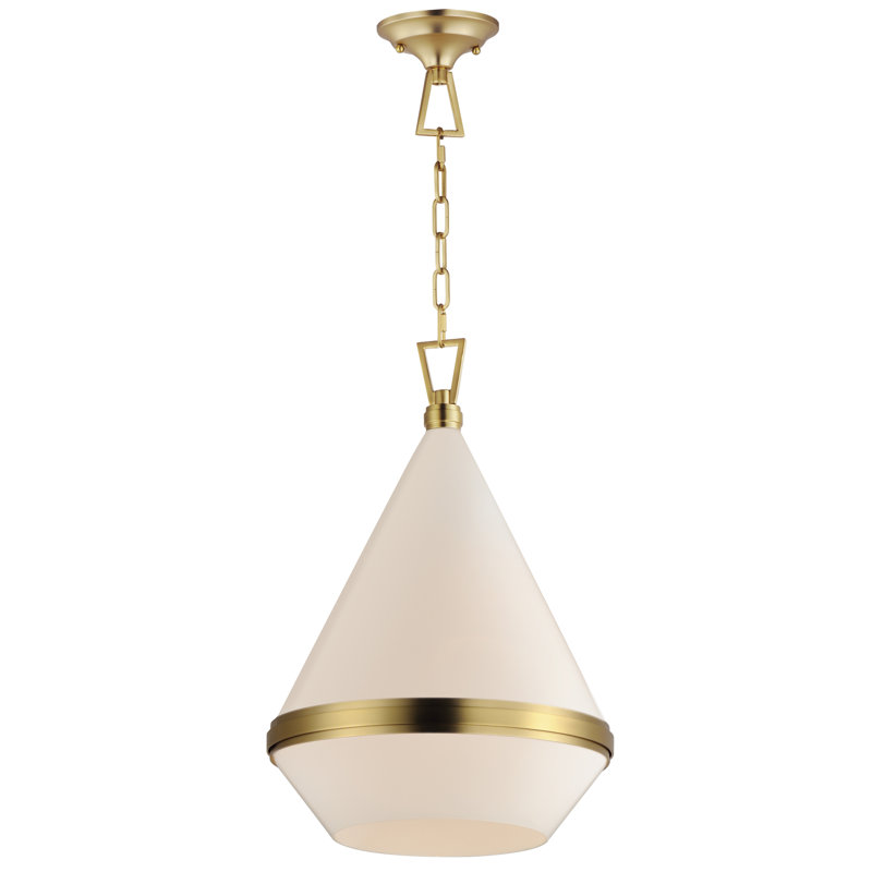 Luminaire suspendu unique à 1 lumière Giza, H 23 po x l 15,5 po x P 15,5 po, Laiton satiné