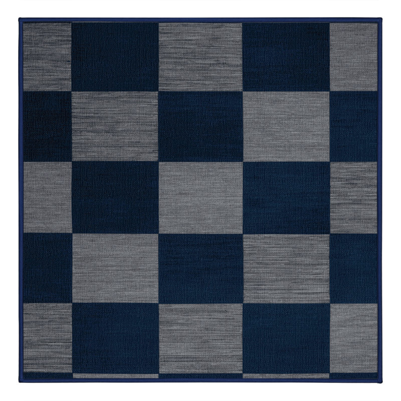 Tapis bleu à carreaux lavable à la machine, Carré 8 pi