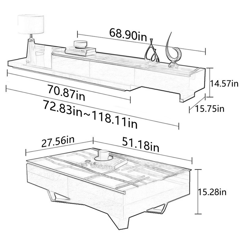 Nouvelle table basse avec meuble télé, Blanc